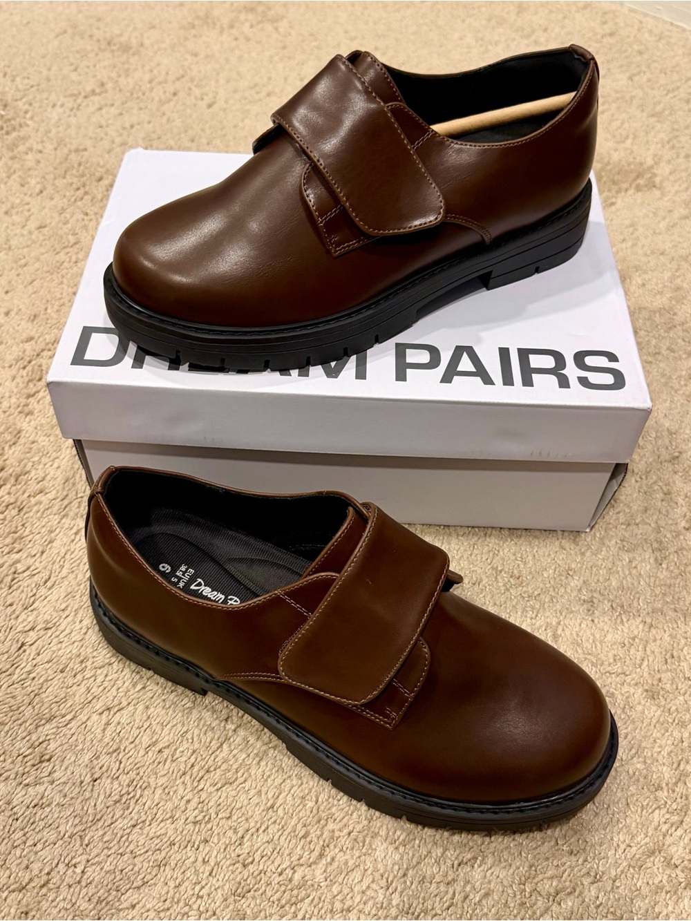 Boys Dress Shoes Slip-On Loafers Casual Hook & Loop Flat Shoes Big Kid Sz 6